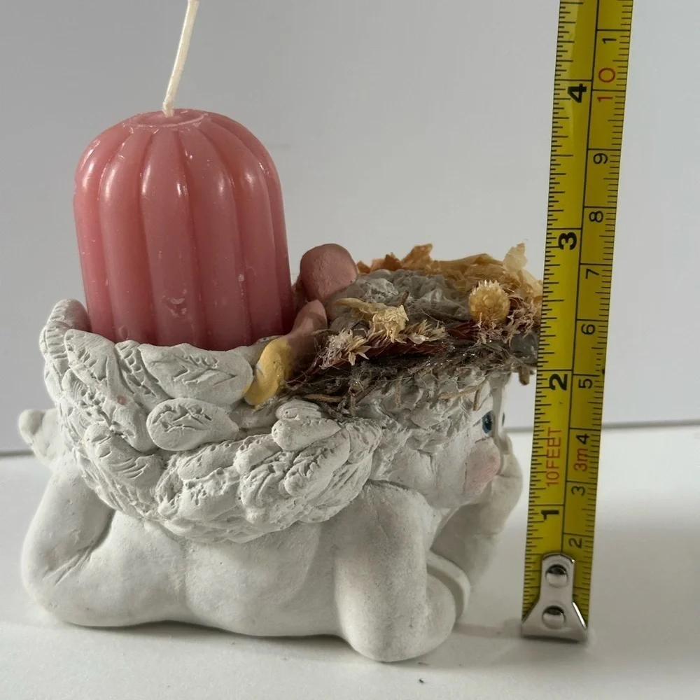 Dreamsicle Collectible Cherub Candle Holder with Candle